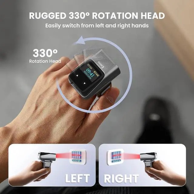 Alt view image 5 of 7 - Eyoyo 2D Bluetooth Ring Barcode Scanner with Screen, Mini Wearable Wireless Finger QR Bar Code Scanner Reader Inventory Compatible with iPad iPhone Android, Support Screen Scan, Left&Right-Handed Use