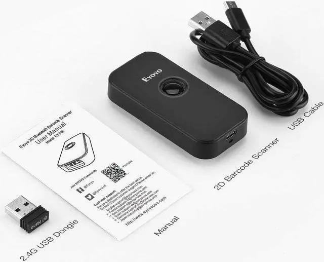 Alt view image 7 of 7 - Eyoyo Mini Bluetooth 2D Barcode Scanner, 3-in-1 USB Wired/2.4G Wireless/Bluetooth Bar Code Reader Portable 1D QR Image Scanner PDF417 Data Matrix Code for iPad, iPhone, Android, Tablets or Computer PC