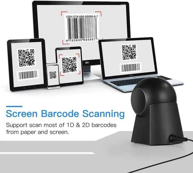 Alt view image 4 of 7 - Eyoyo Hands-Free 1D 2D Desktop Barcode Scanner, QR Barcode Reader Support Screen Scanning Platform Scanner for Warehouse, Supermarket, Retail Store, Bookstore Pos System