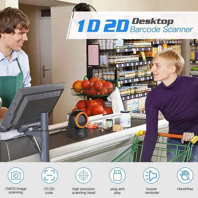 Alt view image 5 of 7 - Eyoyo Hands-Free 1D 2D Desktop Barcode Scanner, QR Barcode Reader Support Screen Scanning Platform Scanner for Warehouse, Supermarket, Retail Store, Bookstore Pos System