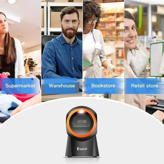 Alt view image 7 of 7 - Eyoyo Hands-Free 1D 2D Desktop Barcode Scanner, QR Barcode Reader Support Screen Scanning Platform Scanner for Warehouse, Supermarket, Retail Store, Bookstore Pos System