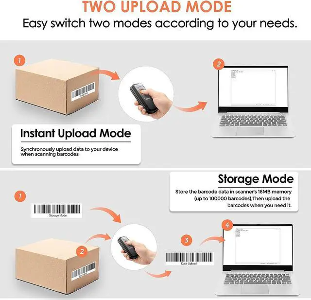 Alt view image 7 of 7 - Eyoyo 1D Linear Wireless Barcode Scanner Bluetooth,Fast&Accurate Scanning,Volume Adjust Button,Battery Level Indicator,Mini Portable Pocket Inventory Bar Codes Reader for Computer, Android, iOS Phones