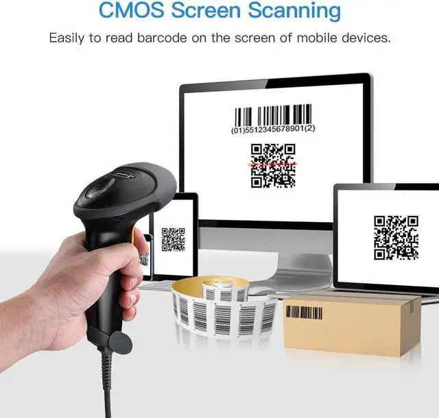 Alt view image 5 of 7 - Eyoyo QR Handheld USB Barcode Scanner, Wired Automatic 1D 2D Code Scanner PDF417 Data Matrix Bar Code Reader with Long USB Cable for Mobile Payment, Convenience Store, Supermarket, Warehouse