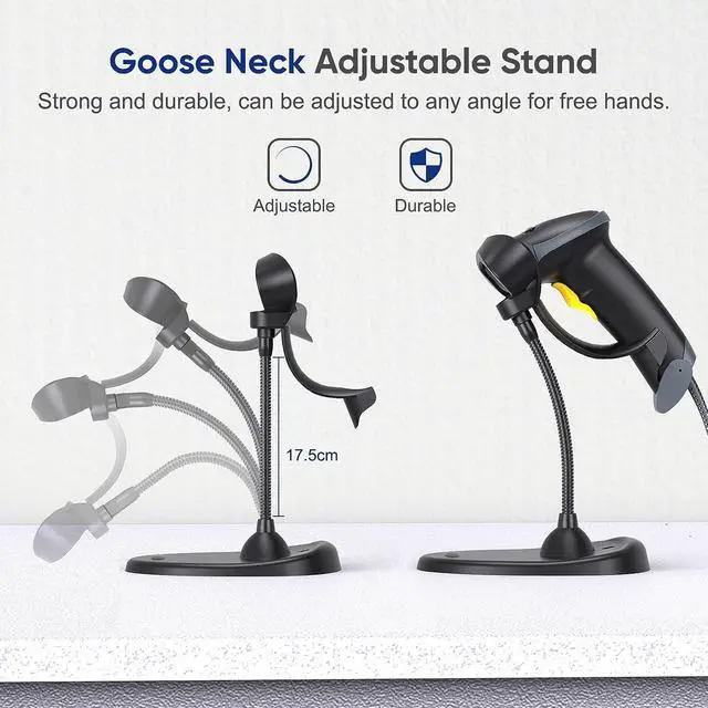 Alt view image 4 of 7 - Eyoyo Handheld 2D Barcode Scanner with Gooseneck Stand, Automatic USB Wired QR Code Scanner Bar Code Reader Support Screen Scanning for PC POS System Library Store Supermarket Check-Out, Inventory