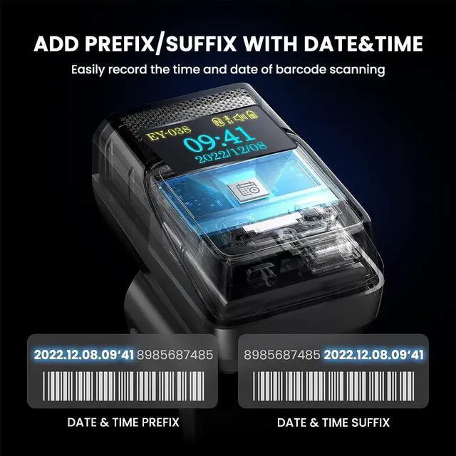 Alt view image 3 of 7 - Eyoyo 2D Bluetooth Ring Barcode Scanner with Screen, Mini Wearable Wireless Finger QR Bar Code Scanner Reader Inventory Compatible with iPad iPhone Android, Support Screen Scan, Left&Right-Handed Use