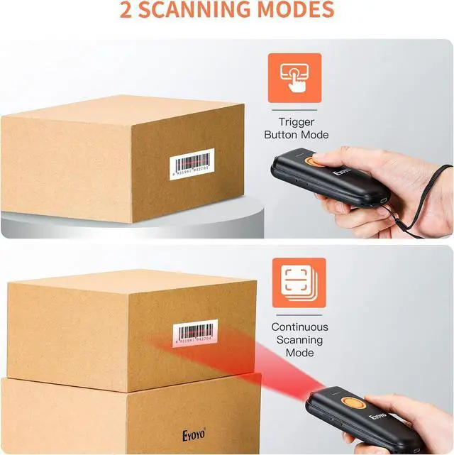 Alt view image 3 of 7 - Eyoyo 1D Linear Wireless Barcode Scanner Bluetooth,Fast&Accurate Scanning,Volume Adjust Button,Battery Level Indicator,Mini Portable Pocket Inventory Bar Codes Reader for Computer, Android, iOS Phones