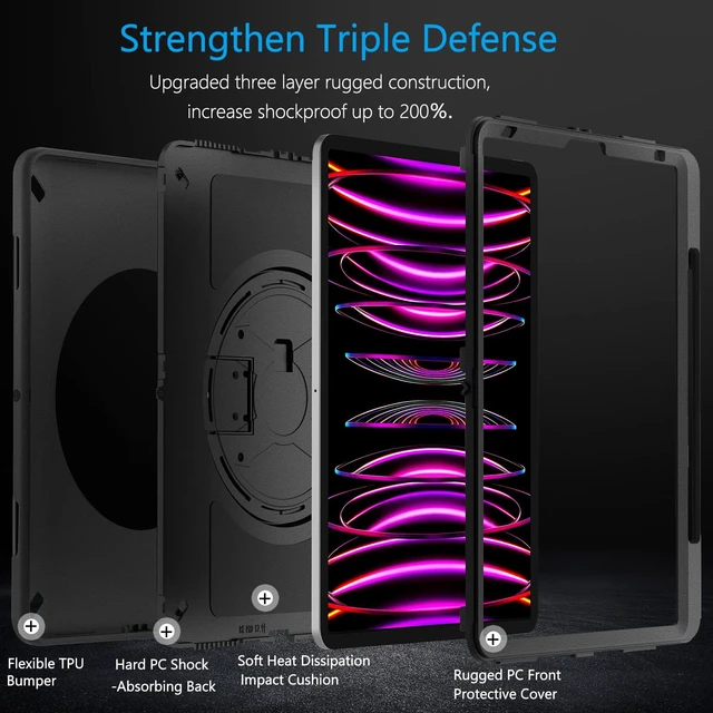Alt view image 3 of 6 - Miesherk Case for iPad Pro 12.9 Inch 6th/5th/4th Gen,Shockproof,Black