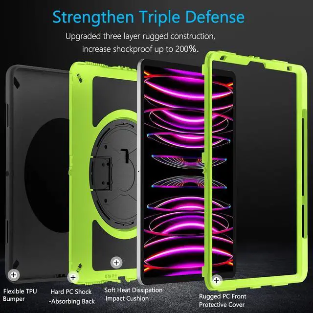 Alt view image 3 of 6 - Case for iPad Pro 12.9 Inch 6th/5th/4th Gen,Shockproof,Green
