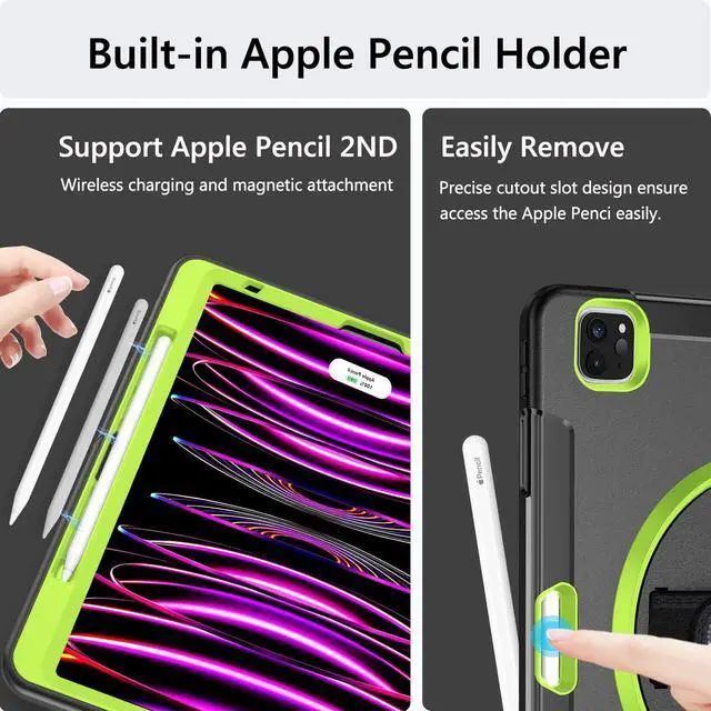 Alt view image 5 of 6 - Case for iPad Pro 12.9 Inch 6th/5th/4th Gen,Shockproof,Green