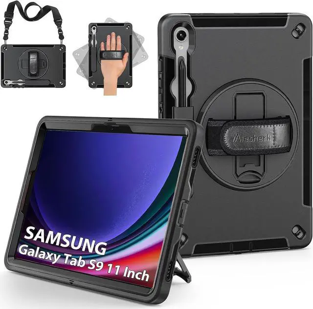 Alt view image 7 of 7 - Case for Galaxy Tab S9, Military Grade Heavy Duty Shockproof Case with Hand/Shoulder Strap Rotating Kickstand for Samsung Galaxy Tab S9 11 Inch 2023, Black
