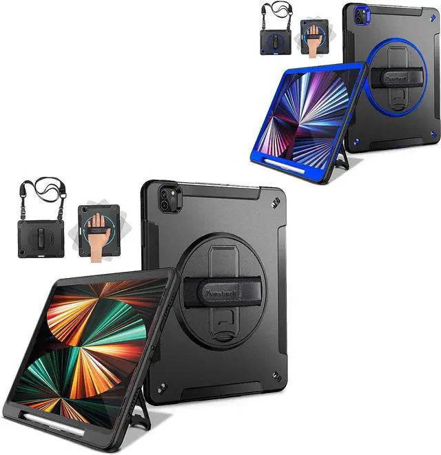 Alt view image 7 of 7 - Case for iPad Pro 12.9 2021 5th Generation Black + Case for iPad Pro 11 2021 Blue- Get 2