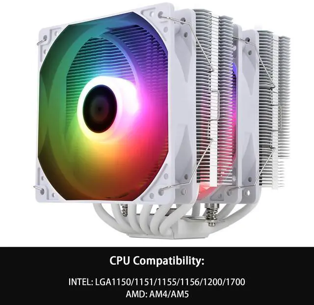 Alt view image 4 of 6 - Peerless Assassin 120 SE ARGB White CPU Air Cooler, 6 Heat Pipes CPU Cooler, Dual 120mm TL-C12CW-S PWM Fan, AGHP Technology, for AMD AM4/AM5/Intel LGA1700/115X/1851/1155/1200