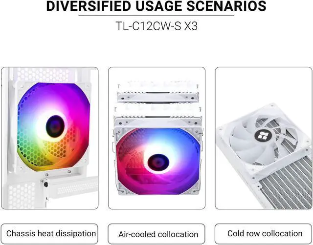 Alt view image 6 of 6 - TL-C12CW-S X3 CPU Fan 120mm White ARGB Case Cooler Fan, up to 1550RPM Cooling Fan