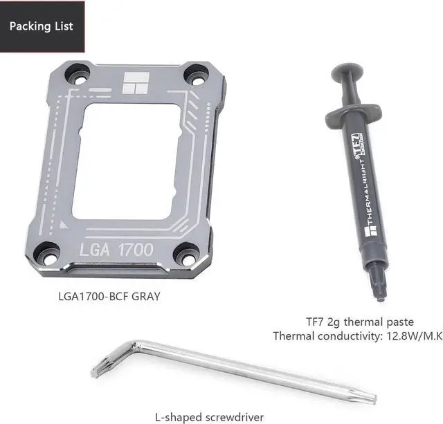 Alt view image 7 of 7 - Thermalright intel12th 13th generation LGA1700 anti-bending buckle,curved pressure plate,CPU fixing buckle,CPU stress bending correction fixer, fully fitted and fixed without trace installation (gray)