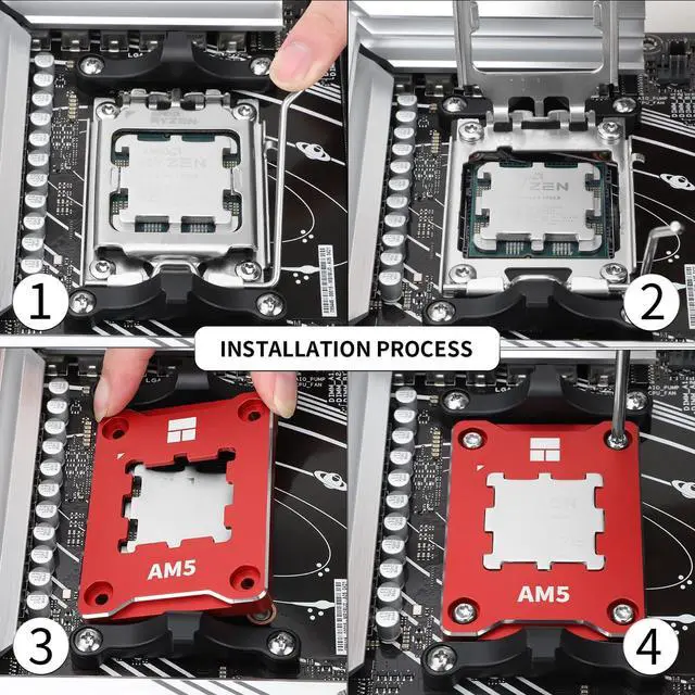 Alt view image 6 of 7 - Thermalright AM5 CPU Secure Frame,CPU Anti-Bend Fixing Frame, CPU Correction Retainer, AM5 Aluminum Alloy Fixing Bracket, CPU Optical Fit Adhesive Adhesive Mounter, CPU Cooler Standard,Red