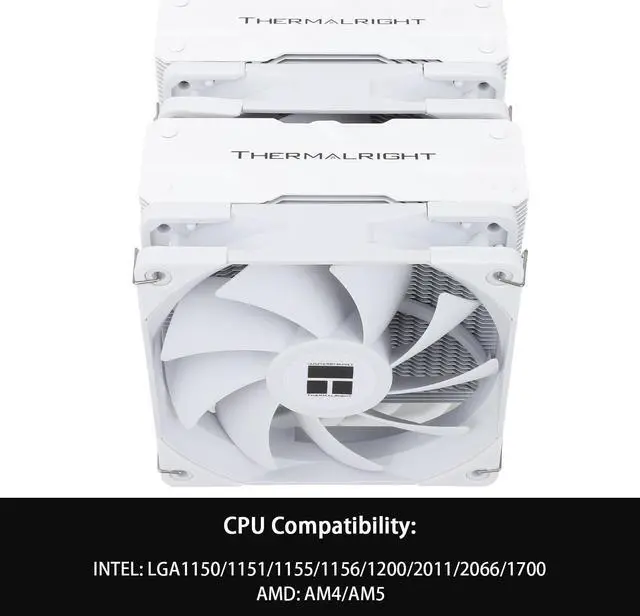Alt view image 3 of 6 - Peerless Assassin 120 White CPU Air Cooler, 6 Heat Pipes,TL-C12W PWM Fan,Aluminium Heatsink Cover, AGHP Technology, for AMD AM4/AM5/Intel LGA 1700/115X/1851/1200/2066/2011 (PA120 White)