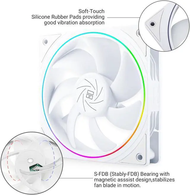 Alt view image 4 of 6 - Thermalright TL-S12W CPU Fan 120mm case Cooler Fan, ARGB 5V 3-pin and 4-pin PWM Silent Computer Fan, fine Aperture Light Effect for case CPU Liquid Cooler and CPU air Cooler, Quiet CPU Computer Fan