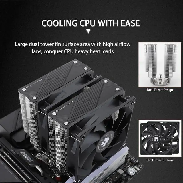 Alt view image 4 of 6 - Phantom Spirit 120 CPU Air Cooler, 7 Heat Pipes CPU Cooler,Dual 120mm TL-C12B V2 PWM Fan, AGHP 4.0 Technology,S-FDB Bearing,for AMD AM4 AM5/Intel 1700/115X/1851/1200/2011,(PS120)