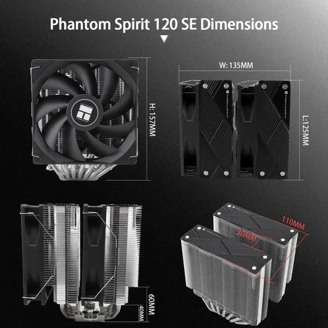 Alt view image 6 of 6 - Phantom Spirit 120 CPU Air Cooler, 7 Heat Pipes CPU Cooler,Dual 120mm TL-C12B V2 PWM Fan, AGHP 4.0 Technology,S-FDB Bearing,for AMD AM4 AM5/Intel 1700/115X/1851/1200/2011,(PS120)