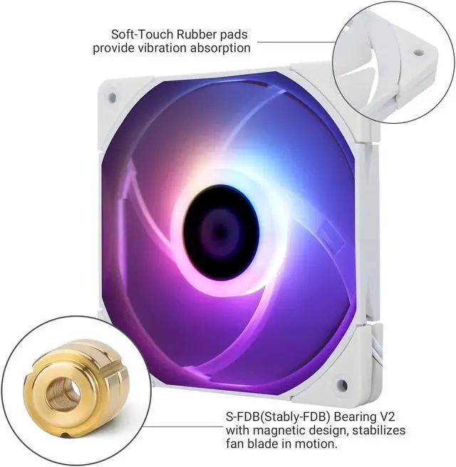 Alt view image 4 of 7 - C12015W-S CPU Fan Computer case Fan Quiet 4pin PWM ARGB PC Fan, 15mm Slimline Cooler Fan, 120mm CPU Cooling Fan(White)