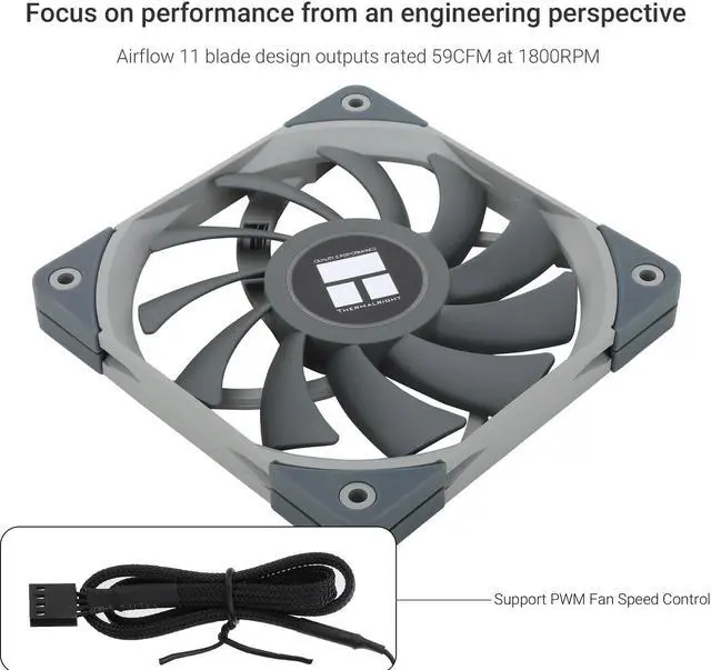 Alt view image 3 of 7 - TL-C12015 CPU Fan Computer Case Fan Quiet 4PIN PWM PC Fan, 1500RPM Speed,15mm Slimline Cooler Fan, 120mm PC Cooler Fan