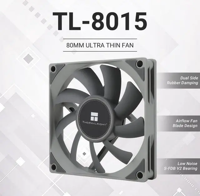 Alt view image 2 of 7 - TL-8015 CPU Fan Computer case Fan Quiet 4pin PWM PC Fan, 15mm Slimline Cooler Fan, 2200RPM Speed, 80mm CPU Cooling Fan