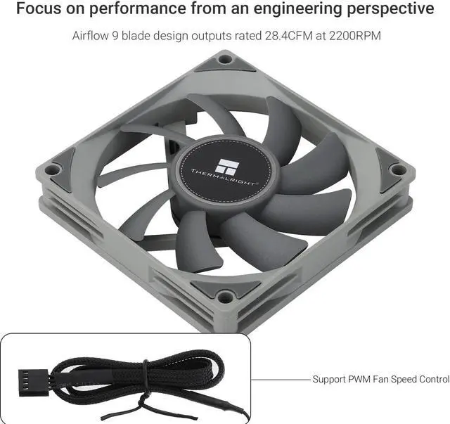 Alt view image 3 of 7 - TL-8015 CPU Fan Computer case Fan Quiet 4pin PWM PC Fan, 15mm Slimline Cooler Fan, 2200RPM Speed, 80mm CPU Cooling Fan