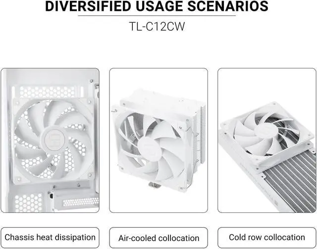 Alt view image 6 of 6 - Thermalright TL-C12CW CPU Fan 120mm Case Cooler Fan, 4Pin PWM Silent Computer Fan with S-FDB Bearing Included, up to 1550RPM Cooling Fan (White)