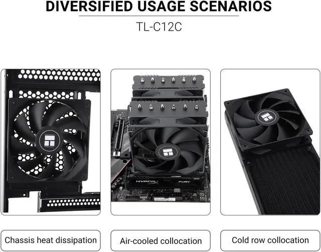 Alt view image 6 of 6 - Thermalright TL-C12C CPU Fan 120mm Case Cooler Fan, 4Pin PWM Silent Computer Fan with S-FDB Bearing Included, up to 1550RPM Cooling Fan