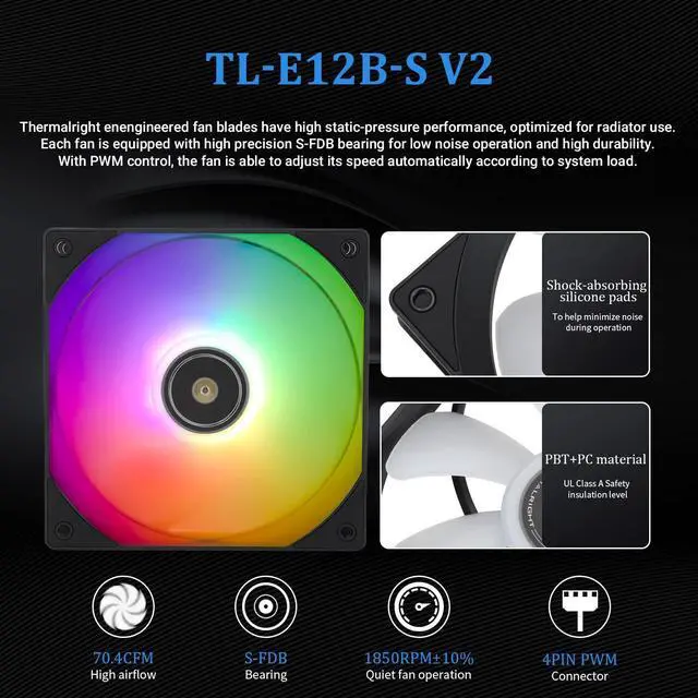 Alt view image 5 of 6 - Frozen Prism360 Black ARGB CPU Liquid Cooler,Efficient PWM Controlled Pump 3300RPM,3×TL-E12 Series PWM Fan,Water Cooling Computer Parts,for  AM4/AM5, 1150/1151/1200/1700/2011