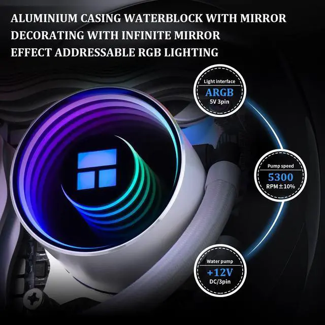 Alt view image 2 of 6 - Thermalright Frozen Notte 360 White ARGB Water Cooling CPU Cooler, 360 White CPU Cooler Specifications, 3×120mm PWM Fans, S-FDB V2 Bearings, Suitable for AMD/AM4, Intel LGA 1700/1150/1151/1200/2011