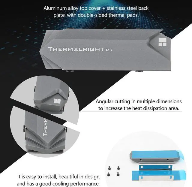 Alt view image 3 of 5 - M.2 2280 SSD Heatsink, High Performance Double Side Thermal pad,2280 SSD heatsink Cooler