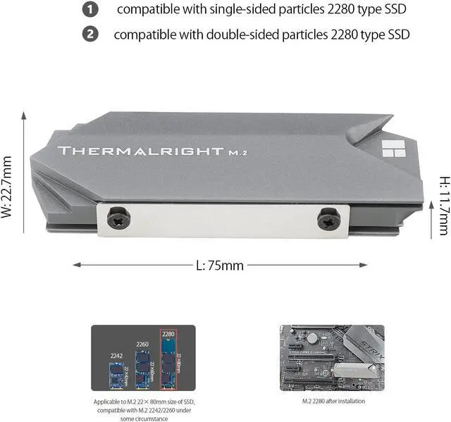 Alt view image 5 of 5 - M.2 2280 SSD Heatsink, High Performance Double Side Thermal pad,2280 SSD heatsink Cooler
