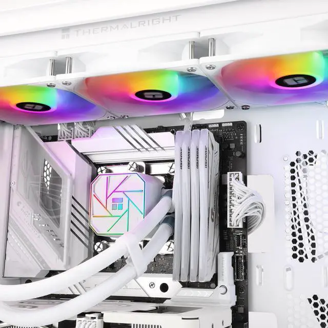 Alt view image 6 of 6 - Aqua Elite 360 White V3 Water Cooling CPU Cooler 3 PWM ARGB Fans with S-FDB Bearings,Efficient PWM Controlled Pump,for AMD/AM4/AM5, Intel LGA1150/1151/1200/2011/1700/1851(AE360 White V3)