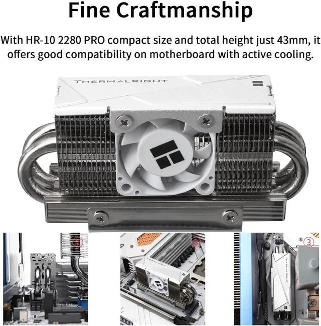 Alt view image 4 of 6 - HR10 2280 PRO SSD Cooler,2280 SSD Heatsink Cooler,Double-Sided Heat Sink,4 Heat Pipes, with Thermal Silicone Pad for 2280 SSD PC and Computer,High Performance SSD Cooler