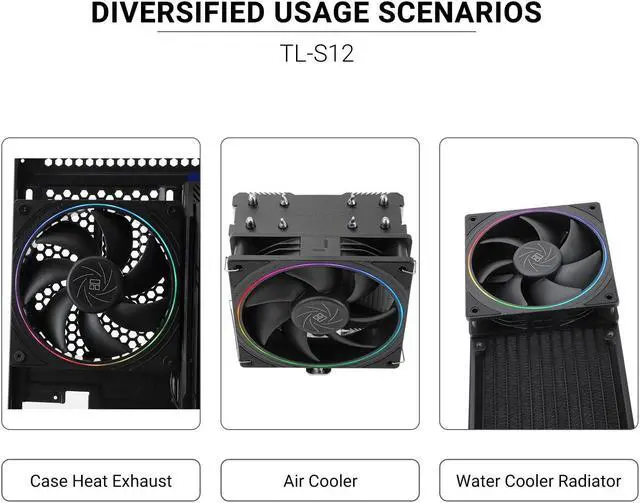 Alt view image 6 of 6 - Thermalright TL-S12 CPU Fan 120mm case Cooler Fan, ARGB 5V 3-pin and 4-pin PWM Silent Computer Fan, fine Aperture Light Effect for case CPU Liquid Cooler and CPU air Cooler, Quiet CPU Computer Fan