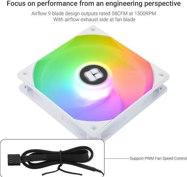 Alt view image 3 of 6 - Thermalright TL-C12RW-S V2 CPU Fan 120mm ARGB Case Cooler Fan, 4pin PWM Connector Silent Computer Fan with S-FDB Bearing Included,up to 1500RPM Cooling Fan(White ARGB)