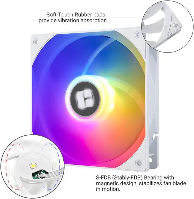 Alt view image 4 of 6 - Thermalright TL-C12RW-S V2 CPU Fan 120mm ARGB Case Cooler Fan, 4pin PWM Connector Silent Computer Fan with S-FDB Bearing Included,up to 1500RPM Cooling Fan(White ARGB)