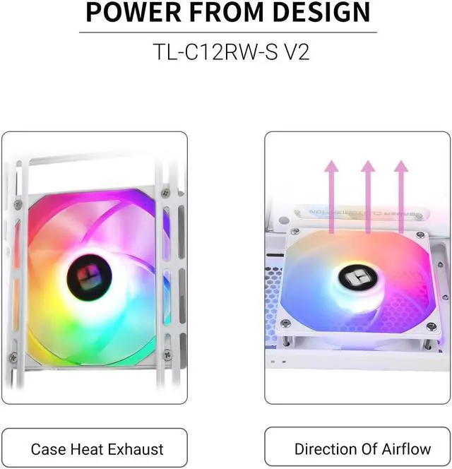Alt view image 6 of 6 - Thermalright TL-C12RW-S V2 CPU Fan 120mm ARGB Case Cooler Fan, 4pin PWM Connector Silent Computer Fan with S-FDB Bearing Included,up to 1500RPM Cooling Fan(White ARGB)