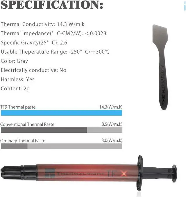 Alt view image 5 of 6 - TFX 2g Thermal Paste,The High Performance Thermal Grease for Cooling All Processors, Heat Sink Paste High Durability 14.3W/m. Graphics Cards and Heat Sinks in Computers and Consoles