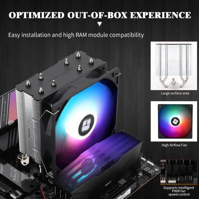Alt view image 5 of 6 - Assassin X 120R SE V2 CPU Cooler, 4×6mm Heat Pipes, 1550RPM Speed 120mm RGB PWM Quiet Fan CPU Cooler with S-FDB Bearing, for AMD AM4 AM5/Intel 1700/1150/1151/1200/1851