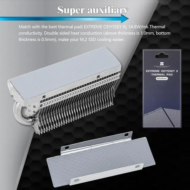 Alt view image 3 of 6 - Thermalright HR-09 2280 SSD Heatsink, with Thermal Silicone Pad for M.2 SSD Hard Disk, Computer and PC, Contains a Heat Pipe, Double-Sided Heat Sink, Reflow Soldering Process