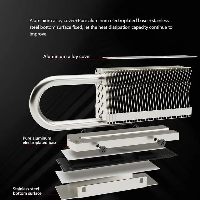 Alt view image 5 of 6 - Thermalright HR-09 2280 SSD Heatsink, with Thermal Silicone Pad for M.2 SSD Hard Disk, Computer and PC, Contains a Heat Pipe, Double-Sided Heat Sink, Reflow Soldering Process
