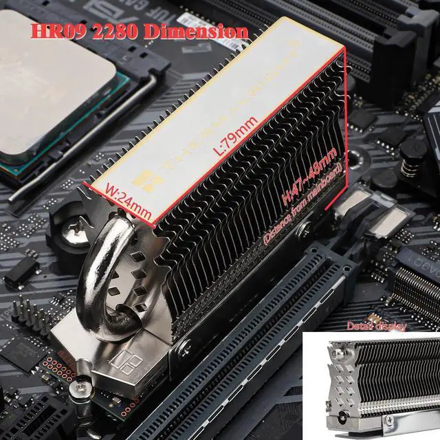Alt view image 6 of 6 - Thermalright HR-09 2280 SSD Heatsink, with Thermal Silicone Pad for M.2 SSD Hard Disk, Computer and PC, Contains a Heat Pipe, Double-Sided Heat Sink, Reflow Soldering Process