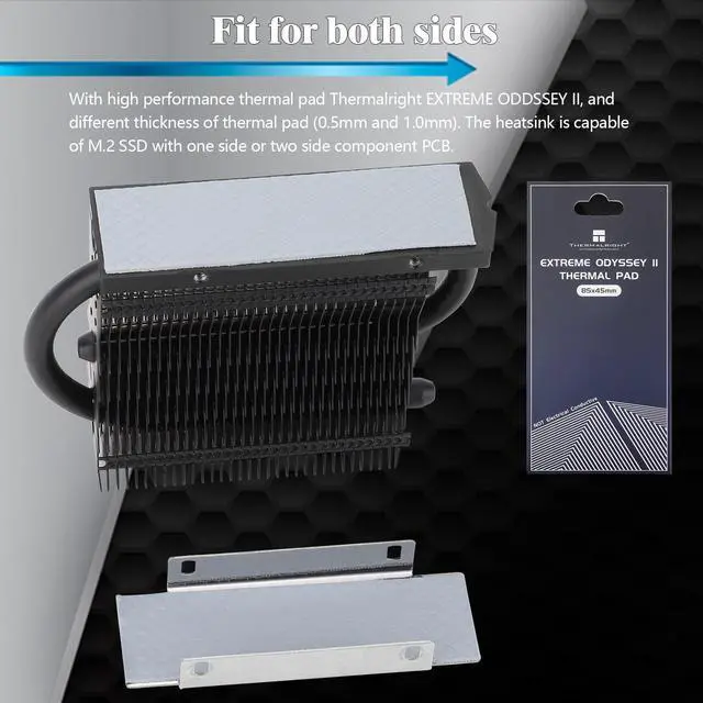 Alt view image 3 of 6 - HR-09 2280 PRO Black 2280 SSD heatsink, Double-Sided Heat Sink, with Thermal Silicone Pad for 2280 SSD PC and Computer,Desktop High Performance SSD Cooler