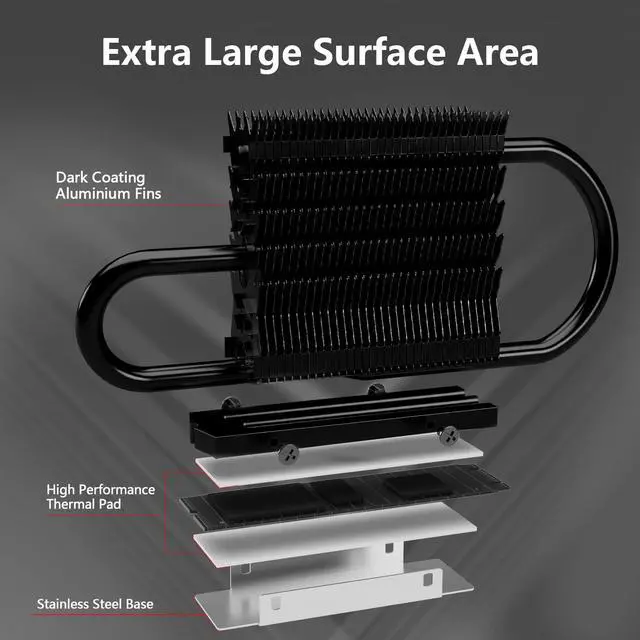 Alt view image 5 of 6 - HR-09 2280 PRO Black 2280 SSD heatsink, Double-Sided Heat Sink, with Thermal Silicone Pad for 2280 SSD PC and Computer,Desktop High Performance SSD Cooler