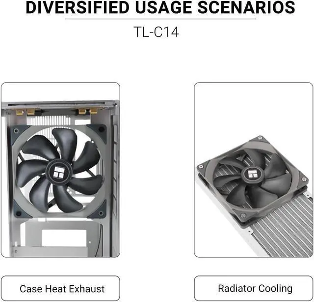 Alt view image 6 of 6 - TL-C14 140mm Fan, Quiet Operation, S-FDB Bearing, PWM Control, 1500RPM, Balance Performance Case Fan