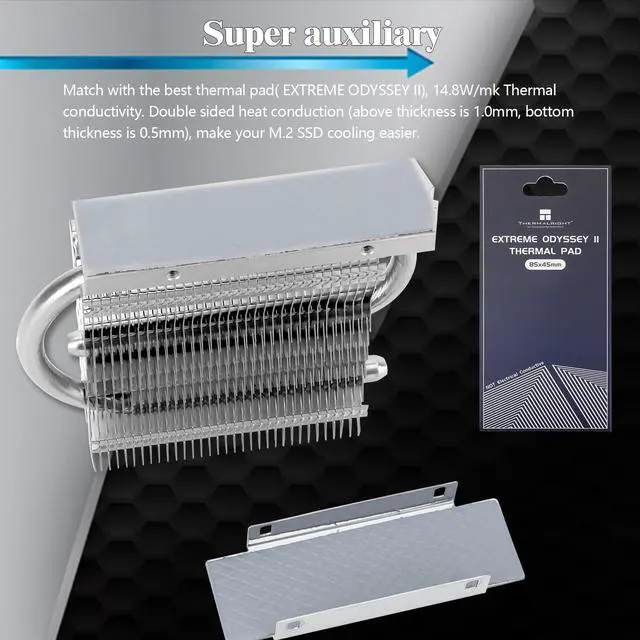 Alt view image 3 of 6 - Thermalright HR-09 2280 PRO SSD heatsink, Double-Sided Heat Sink, with Thermal Silicone Pad for M.2 SSD Hard Disk, PC and Computer, Contains a Heat Pipe, Reflow Soldering Process