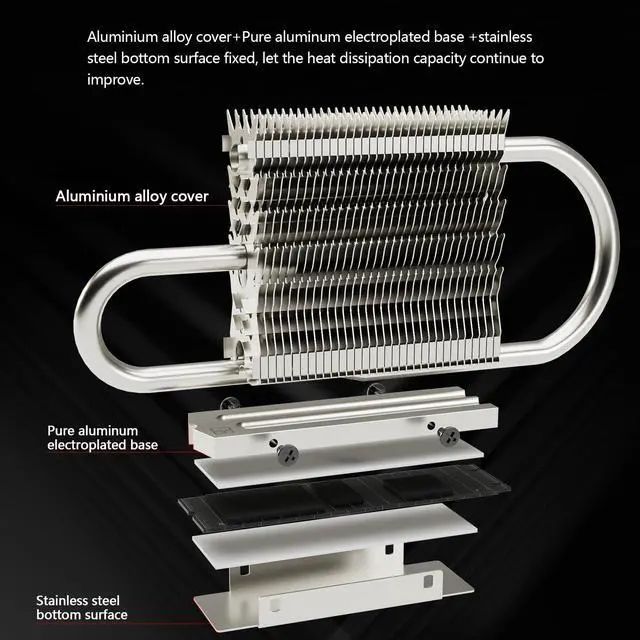Alt view image 5 of 6 - Thermalright HR-09 2280 PRO SSD heatsink, Double-Sided Heat Sink, with Thermal Silicone Pad for M.2 SSD Hard Disk, PC and Computer, Contains a Heat Pipe, Reflow Soldering Process