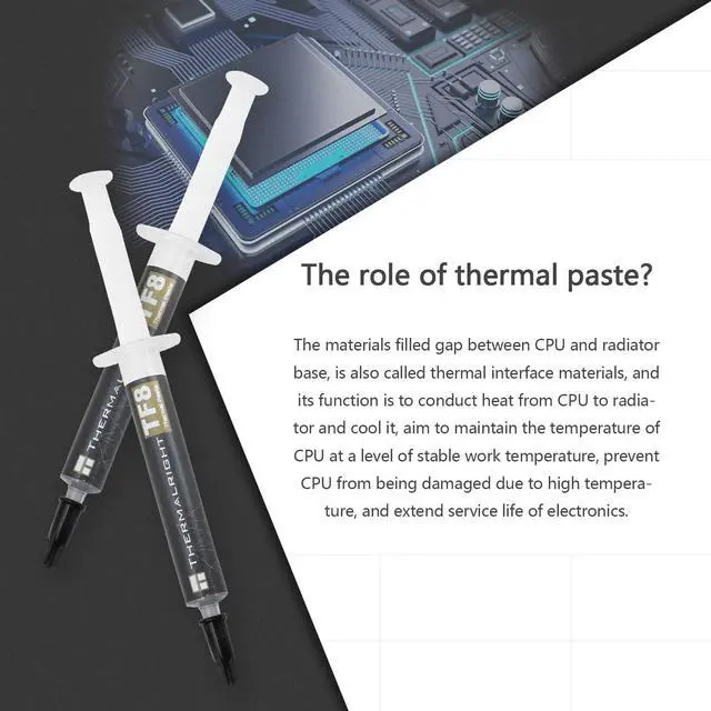 Alt view image 3 of 6 - Thermalright TF8 2g High Performance Thermal Paste 12.8W/m.k, High Performance Thermal Paste for Processor/CPU/GPU/IC/All Coolers, -2 Gramswith a Spatula Tool(TF8 2g)